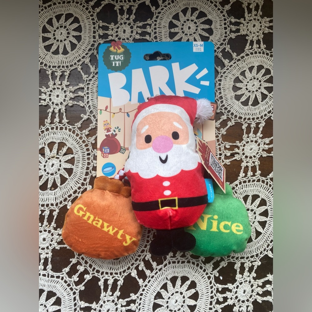 "BARK Holiday Santa's Workchomp" Dog Toy